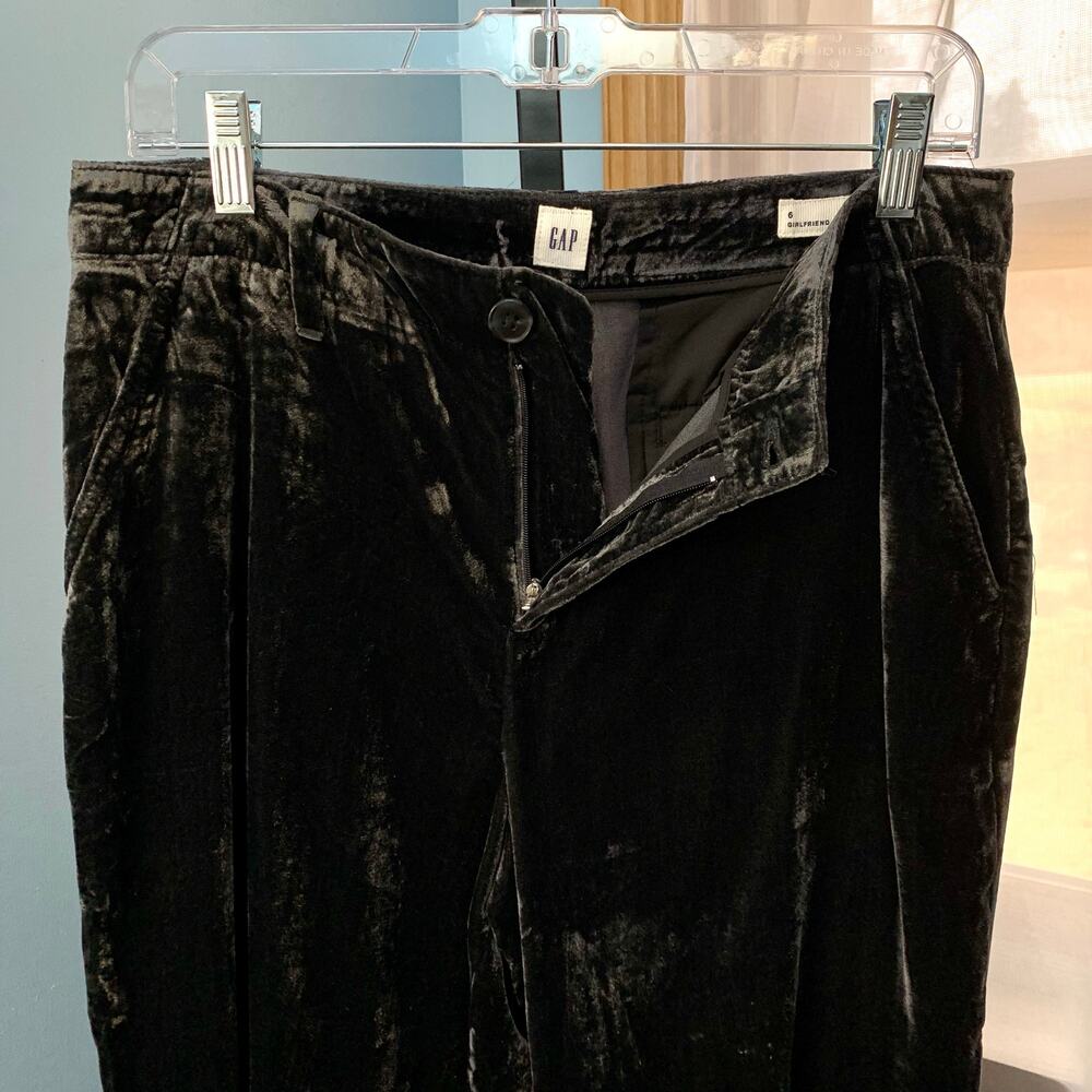 GAP Velvet Girlfriend Crop Pants In Midnight Gray Size 6 - Picture 4 of 7